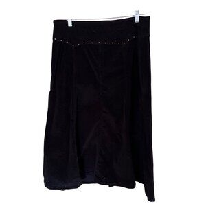 Black Corduroy A-Line Skirt Skirt Stud Accents Vikki Vi Modest Cowgirl Western